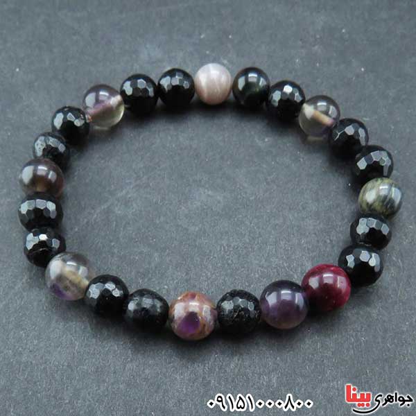 دستبند چشم ببر میکس درشت چاکرا درمانی و شیک _کد:33027 دستبند چشم ببر میکس درشت چاکرا درمانی و شیک _کد:33027