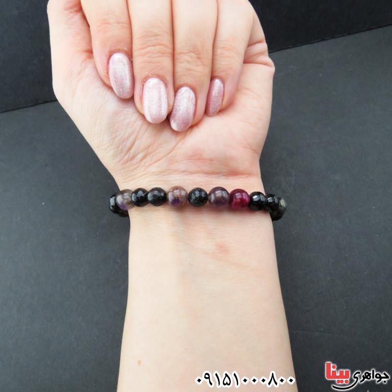 دستبند چشم ببر میکس درشت چاکرا درمانی و شیک _کد:33027 دستبند چشم ببر میکس درشت چاکرا درمانی و شیک _کد:33027