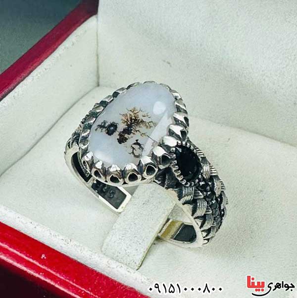 انگشتر عقیق شجری قائن بسیار زیبا و شیک _کد:33035