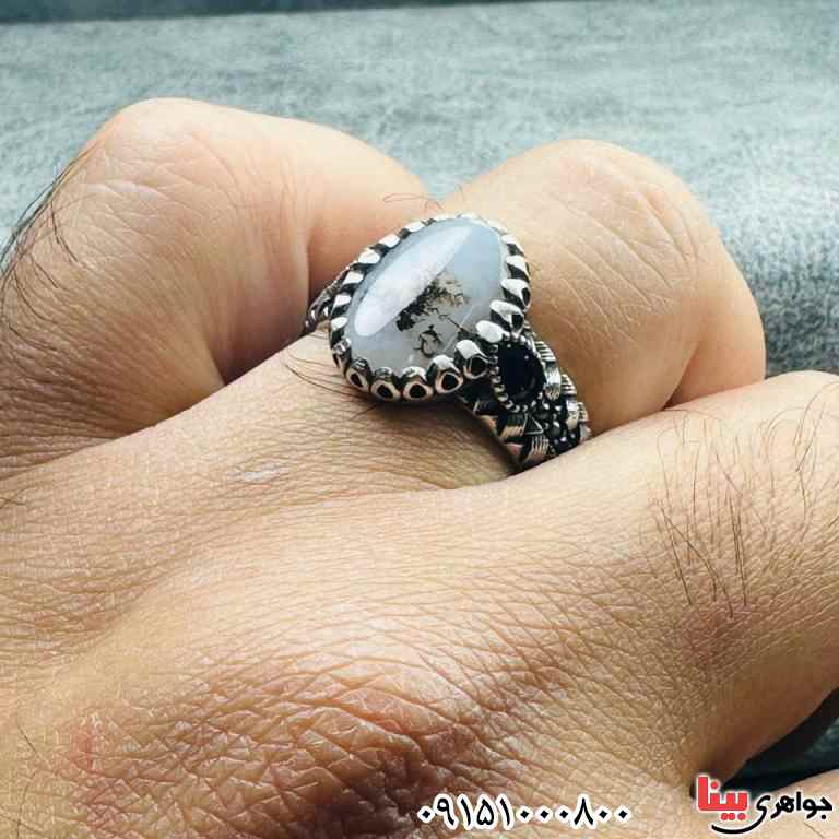 انگشتر عقیق شجری قائن بسیار زیبا و شیک _کد:33035