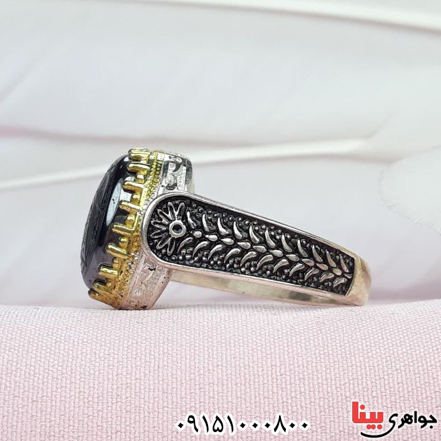 انگشتر حدید با حکاکی ستاره سلیمان بسیار زیبا _کد:33037