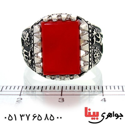 انگشتر عقیق قرمز مردانه یا علی (ع) _کد:5786