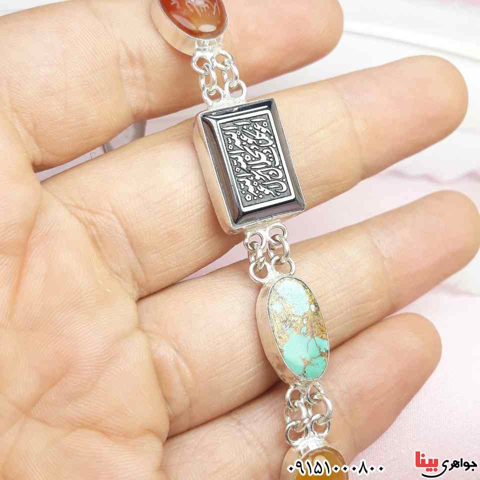 دستبند چند جواهر ام البنین درشت بسیار زیبا و خاص _کد:33039
