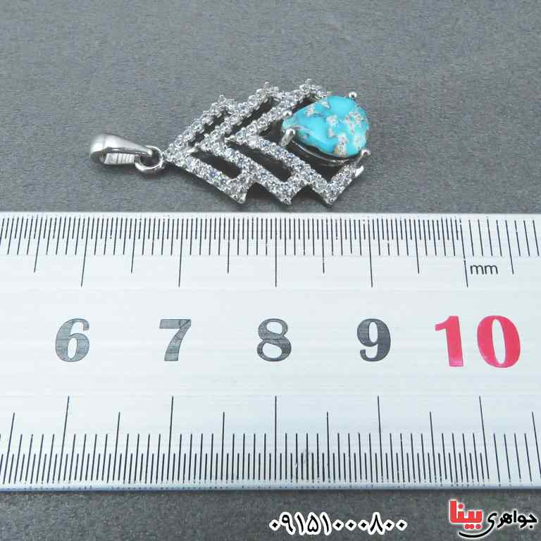 گردنبند فیروزه نیشابوری رودیوم خاص و خوشرنگ _کد:33047