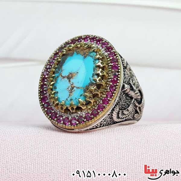 انگشتر فیروزه نیشابوری بسیار خوشرنگ و زیبا _کد:33055