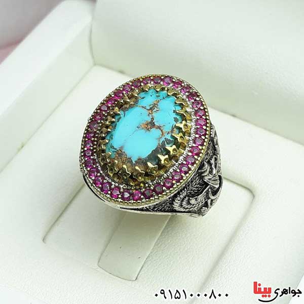 انگشتر فیروزه نیشابوری بسیار خوشرنگ و زیبا _کد:33055