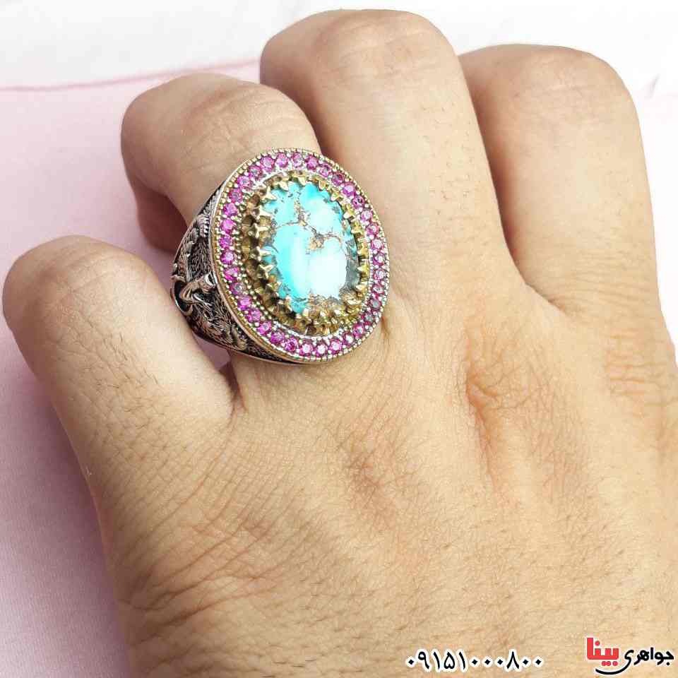 انگشتر فیروزه نیشابوری بسیار خوشرنگ و زیبا _کد:33055