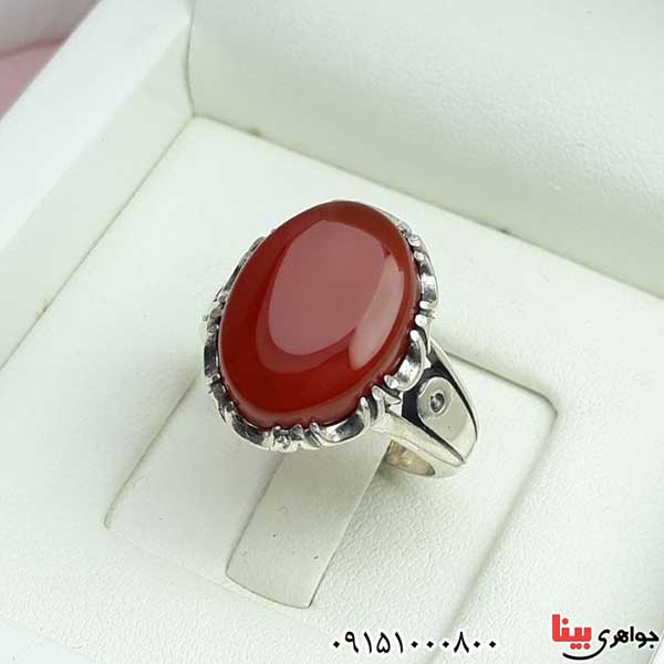 انگشتر عقیق یمنی قرمز ست بسیار زیبا و خوشرنگ _کد:33056