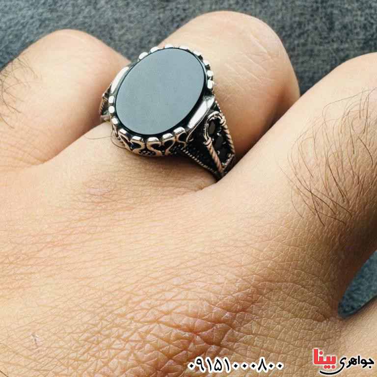 انگشتر عقیق سیاه (اونیکس) بسیار خاص و شیک مردانه _کد:33071