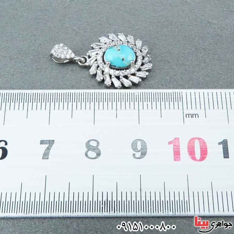 گردنبند فیروزه نیشابوری رودیوم خاص و بسیار زیبا _کد:33087