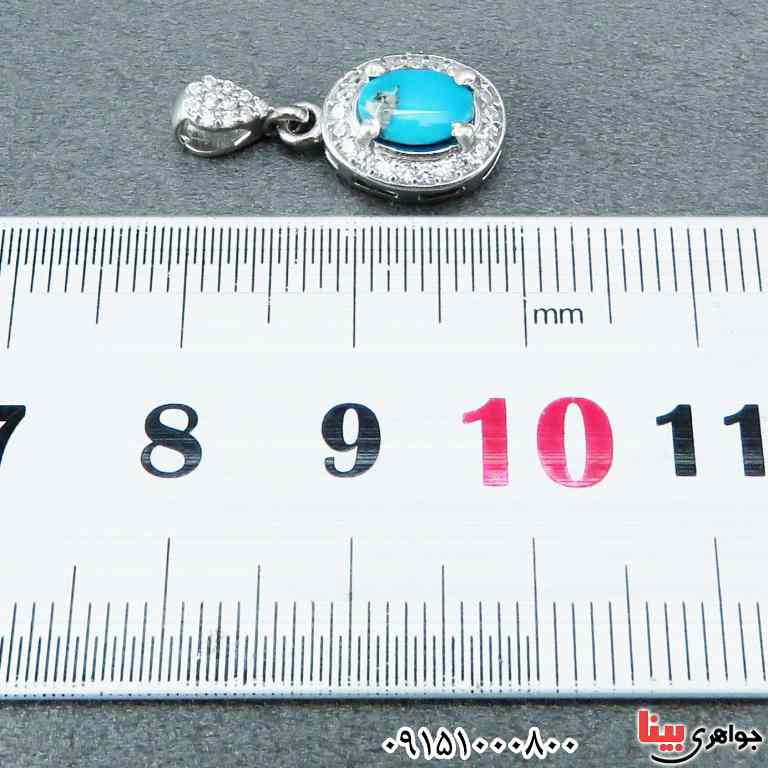 گردنبند فیروزه نیشابوری رودیوم بسیار زیبا و شیک _کد:33104