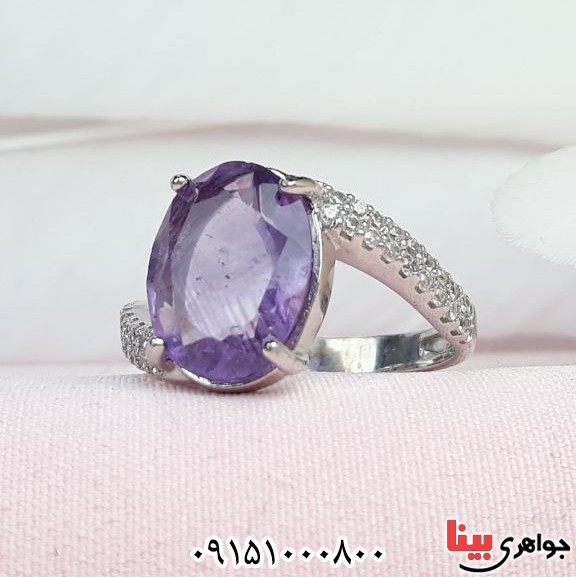 انگشتر آمتیست رودیوم زنانه خاص زیبا و خوشرنگ _کد:33110