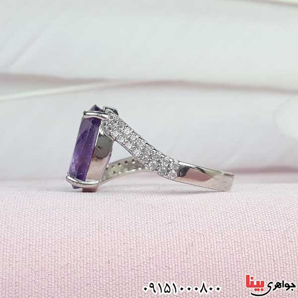 انگشتر آمتیست رودیوم زنانه خاص زیبا و خوشرنگ _کد:33110