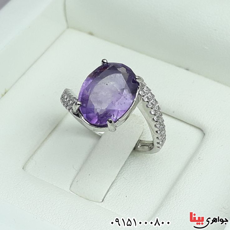 انگشتر آمتیست رودیوم زنانه خاص زیبا و خوشرنگ _کد:33110