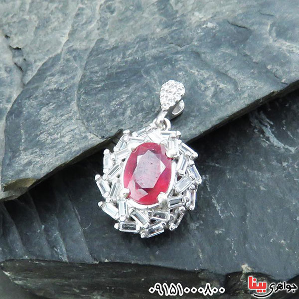 گردنبند یاقوت سرخ رودیوم شیک و بسیار خاص زنانه _کد:33141