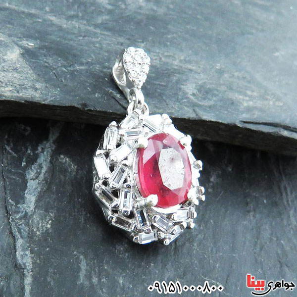 گردنبند یاقوت سرخ رودیوم شیک و بسیار خاص زنانه _کد:33141