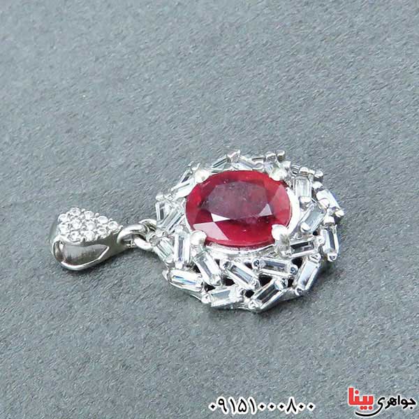 گردنبند یاقوت سرخ رودیوم شیک و بسیار خاص زنانه _کد:33141