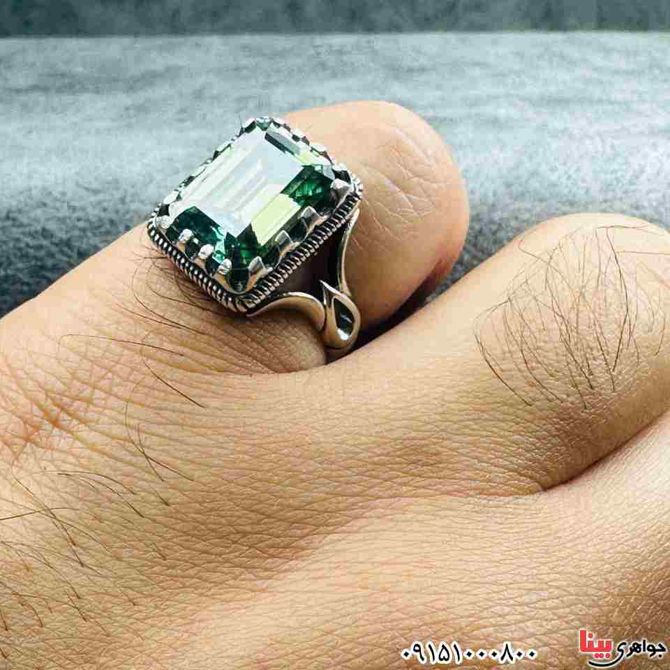 انگشتر الماس روسی (موزانایت) بسیار خوشرنگ و زیبا _کد:33175