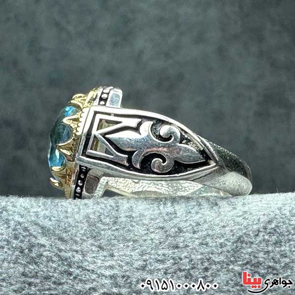 انگشتر توپاز سوئیس بسیار خوشرنگ و زیبا مردانه _کد:33180