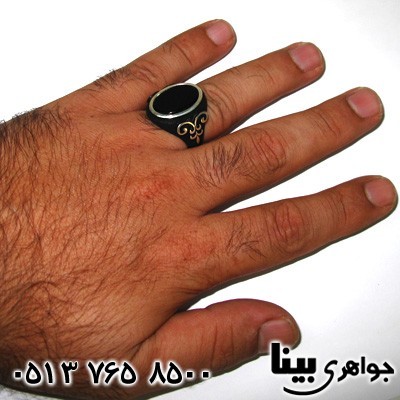 انگشتر عقیق سیاه (اونیکس) مردانه اسلیمی