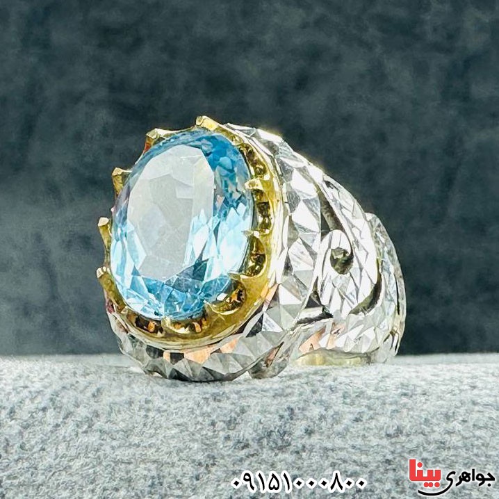 انگشتر توپاز سوئیس درشت و فاخر دست ساز _کد:33220