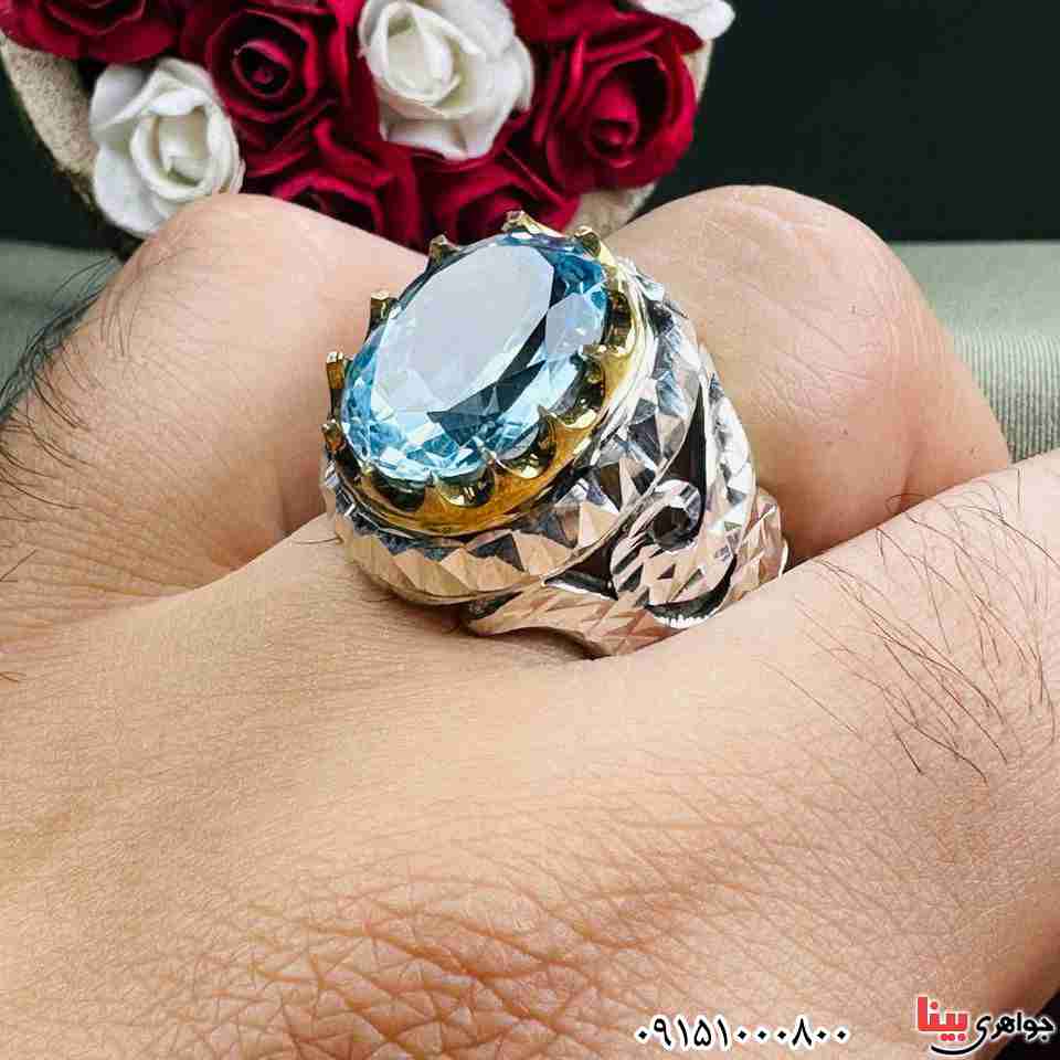 انگشتر توپاز سوئیس درشت و فاخر دست ساز _کد:33220