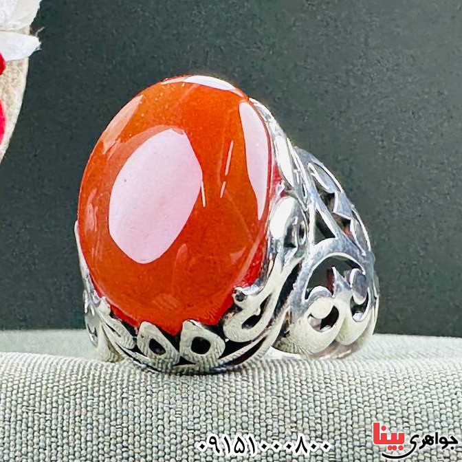 انگشتر عقیق یمنی بسیار خوشرنگ و شیک مردانه _کد:33227