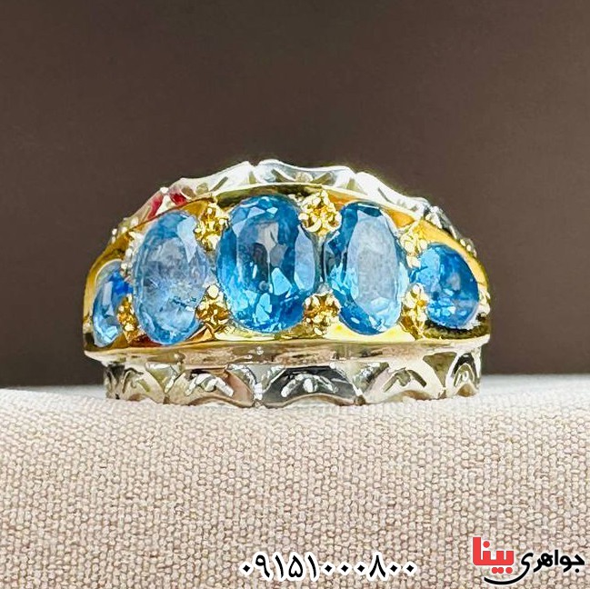 انگشتر توپاز سوئیس دست ساز فاخر بسیار خوشرنگ _کد:33231