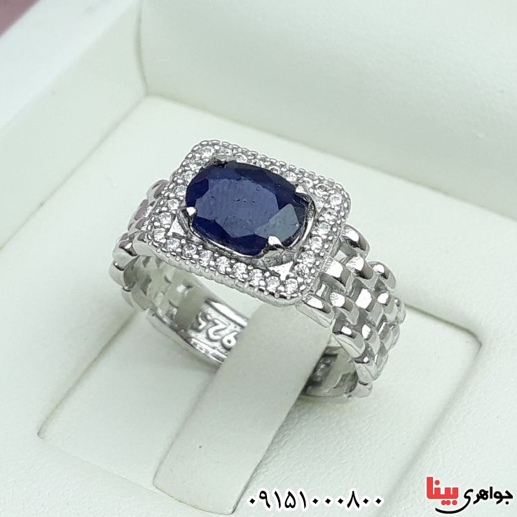 انگشتر یاقوت کبود مردانه بسیار شیک و خاص _کد:33256