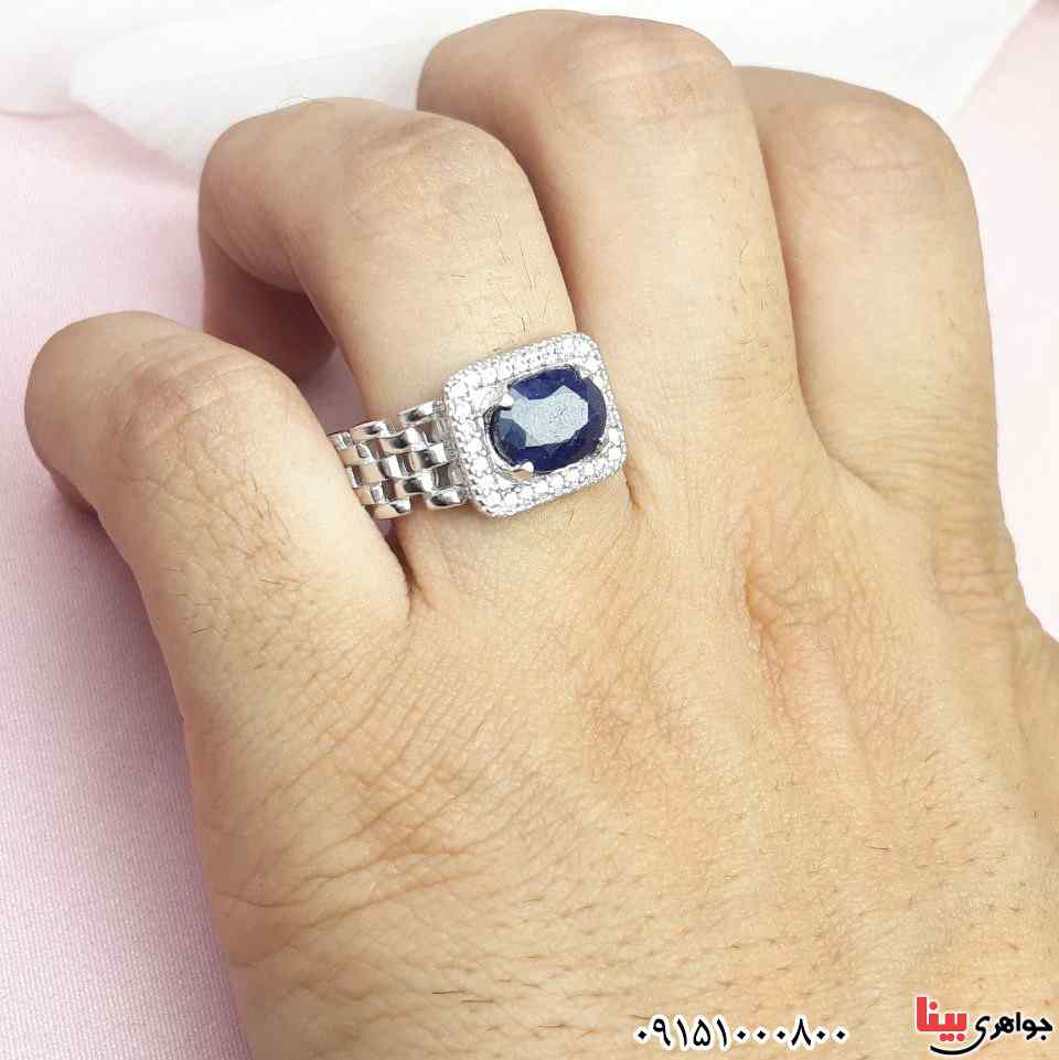 انگشتر یاقوت کبود مردانه بسیار شیک و خاص _کد:33256