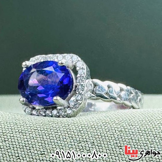 انگشتر آمتیست رودیوم بسیار خوشرنگ و شیک زنانه _کد:33268