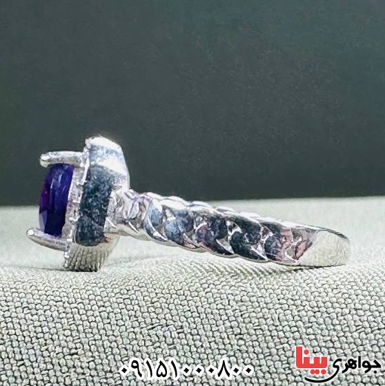 انگشتر آمتیست رودیوم بسیار خوشرنگ و شیک زنانه _کد:33268