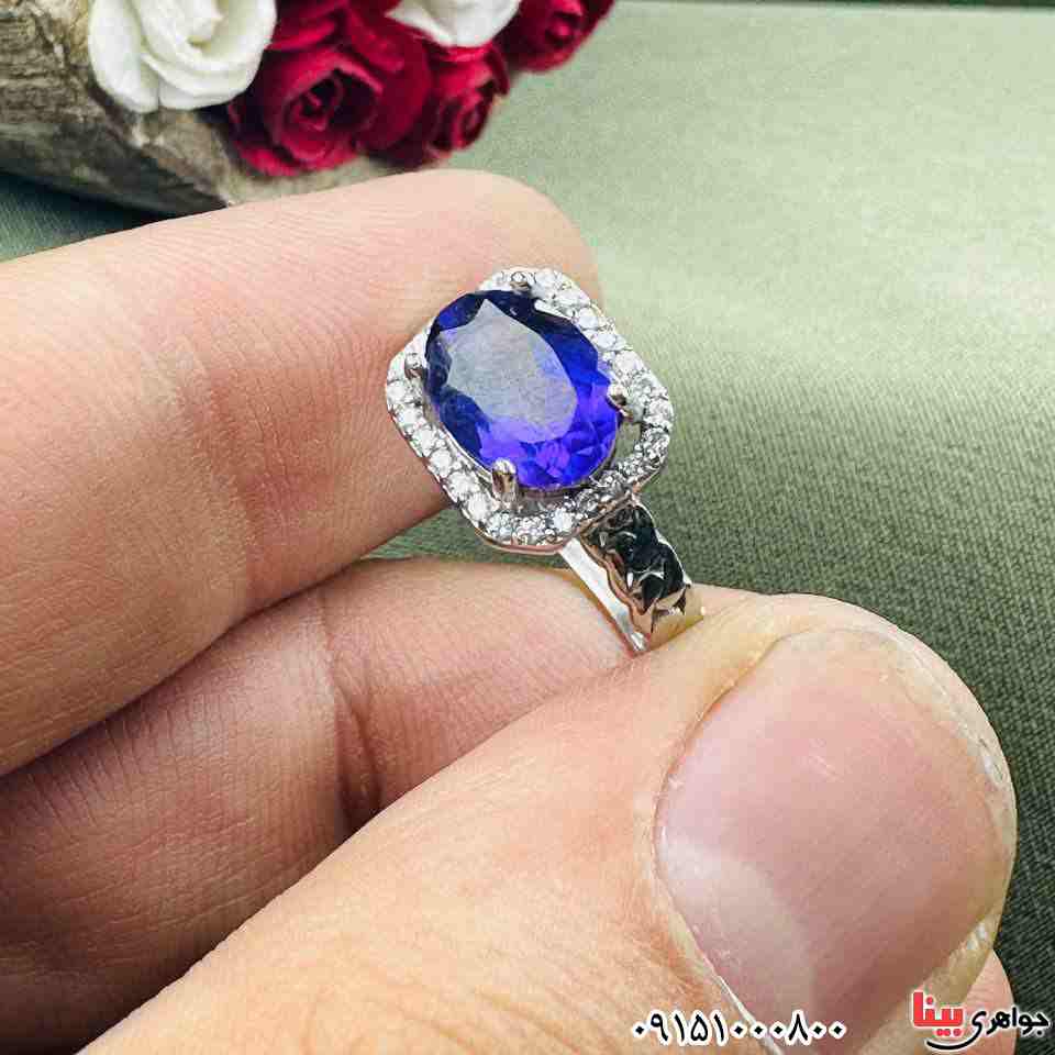 انگشتر آمتیست رودیوم بسیار خوشرنگ و شیک زنانه _کد:33268