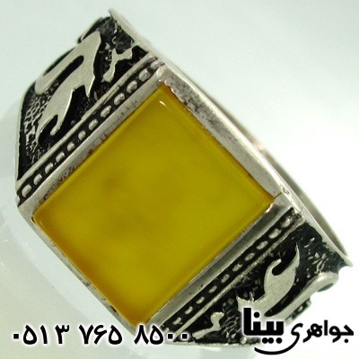 انگشتر عقیق شرف الشمس مردانه چهارگوش