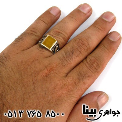 انگشتر عقیق شرف الشمس مردانه چهارگوش