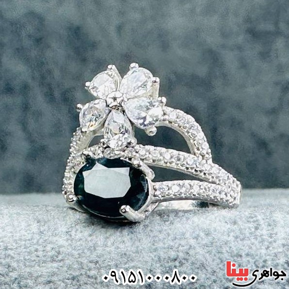 انگشتر یاقوت کبود زنانه بسیار شیک و زیبا _کد:33334