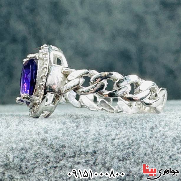 انگشتر آمتیست رودیوم بسیار خوشرنگ و زیبا زنانه _کد:33338