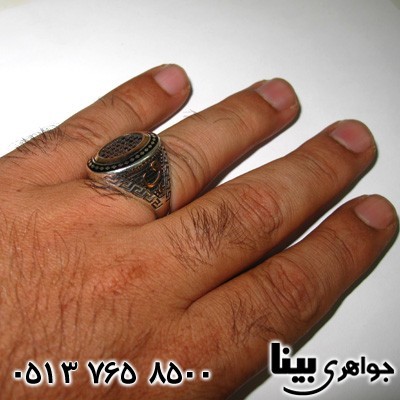 انگشتر عقیق سیاه (اونیکس) مردانه درشت رومی