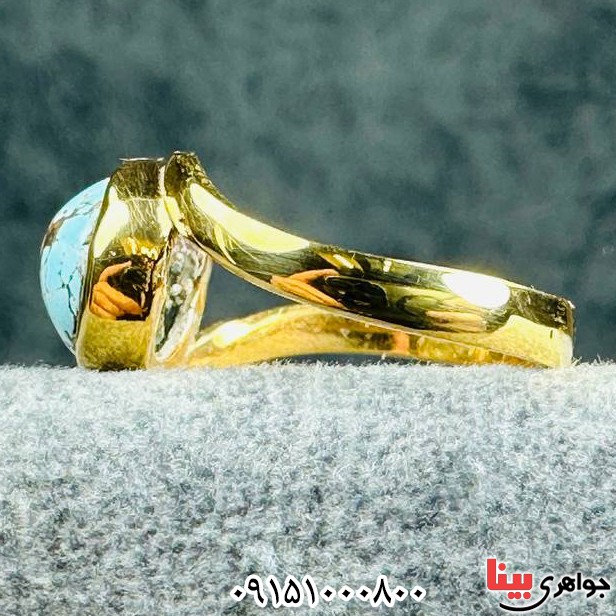 انگشتر فیروزه رودیوم نیشابوری بسیار خوشرنگ زنانه _کد:33342