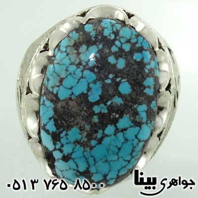 انگشتر فیروزه نیشابوری شجری مردانه شبکه کاری