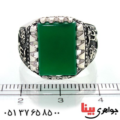 انگشتر عقیق سبز مردانه یا علی (ع) _کد:5821