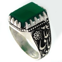 انگشتر عقیق سبز مردانه یا علی (ع) 