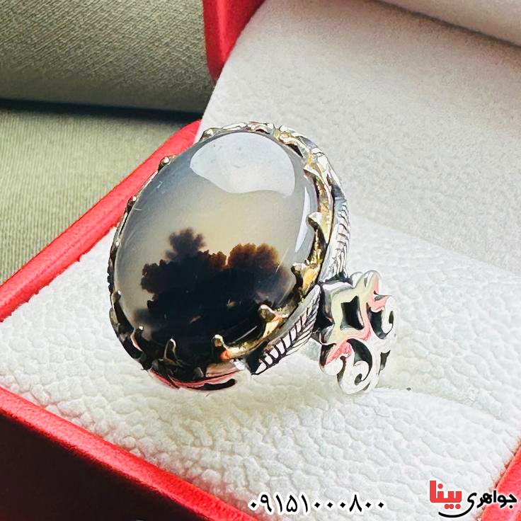 انگشتر عقیق شجری مردانه خاص و عالی 