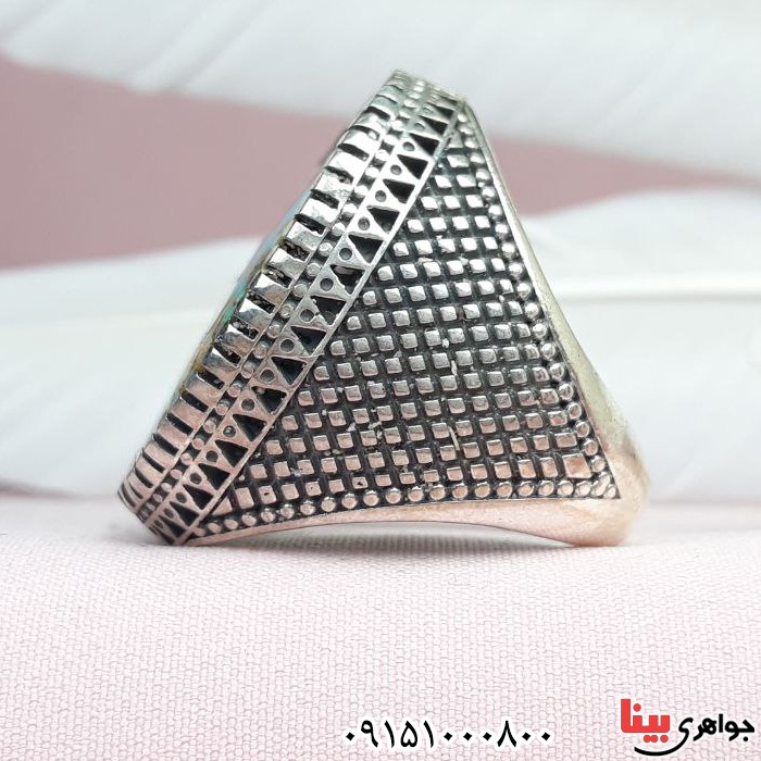انگشتر فیروزه  درشت فاخربسیار خوشرنگ و زیبا مردانه _کد:33415