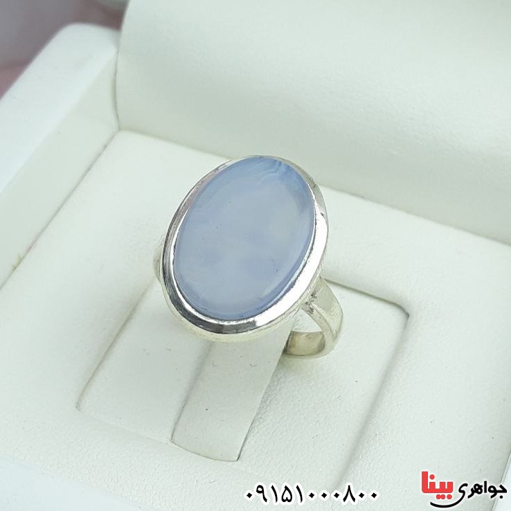 انگشتر عقیق یمنی کبود شیک و زیبا زنانه _کد:33431