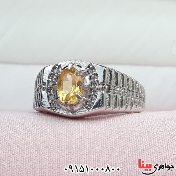 انگشتر سیترین مردانه خوشرنگ و خاص _کد:33440