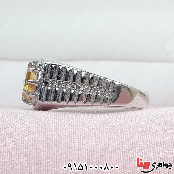 انگشتر سیترین مردانه خوشرنگ و خاص _کد:33440