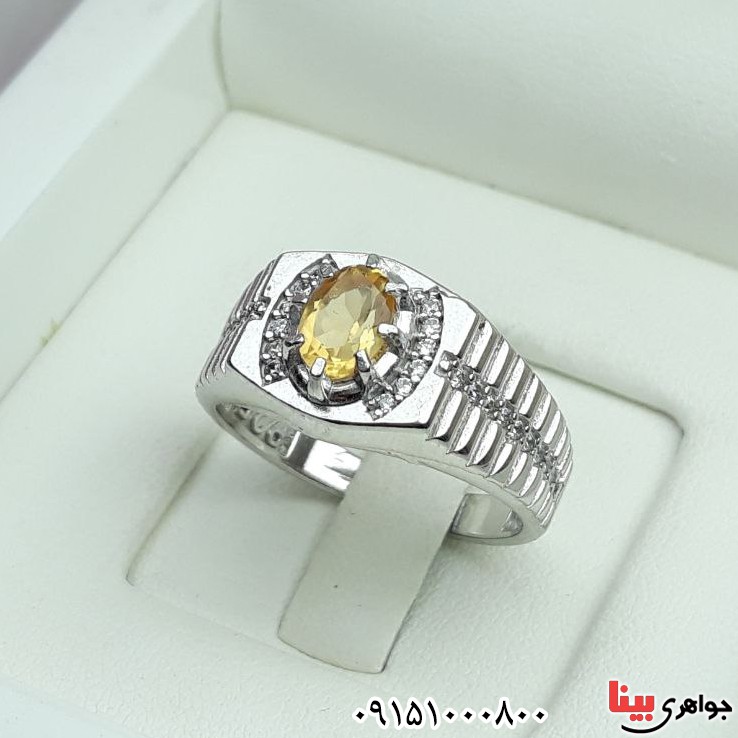 انگشتر سیترین مردانه خوشرنگ و خاص _کد:33440