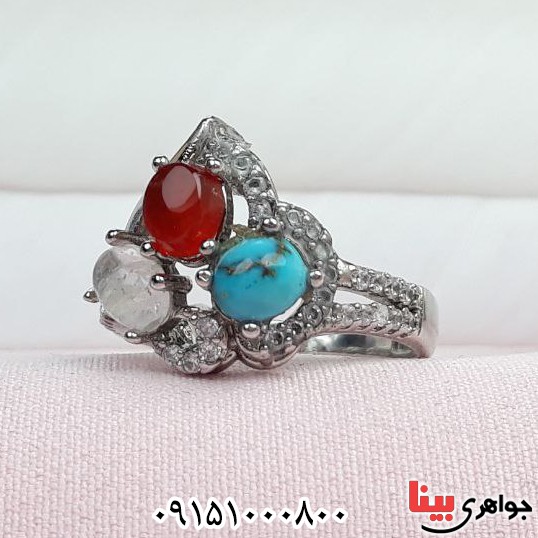 انگشتر چند جواهر بسیار زیبا و شیک _کد:33442