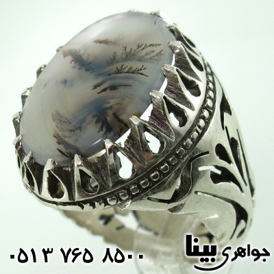 انگشتر عقیق شجری مردانه پرنقش